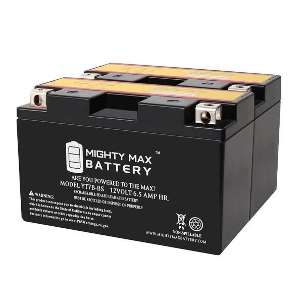 YT7B-BS 12V 6.5AH Replacement Battery compatible with Suzuki DRZ400 S 2005 - 2PK, Mighty Max Battery, Mfr#: MAX3991674